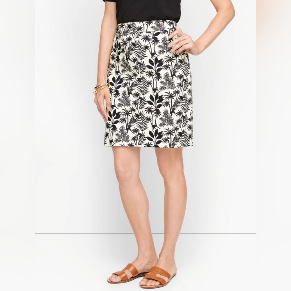 Talbots Tropical Print A-Line Canvas Skirt